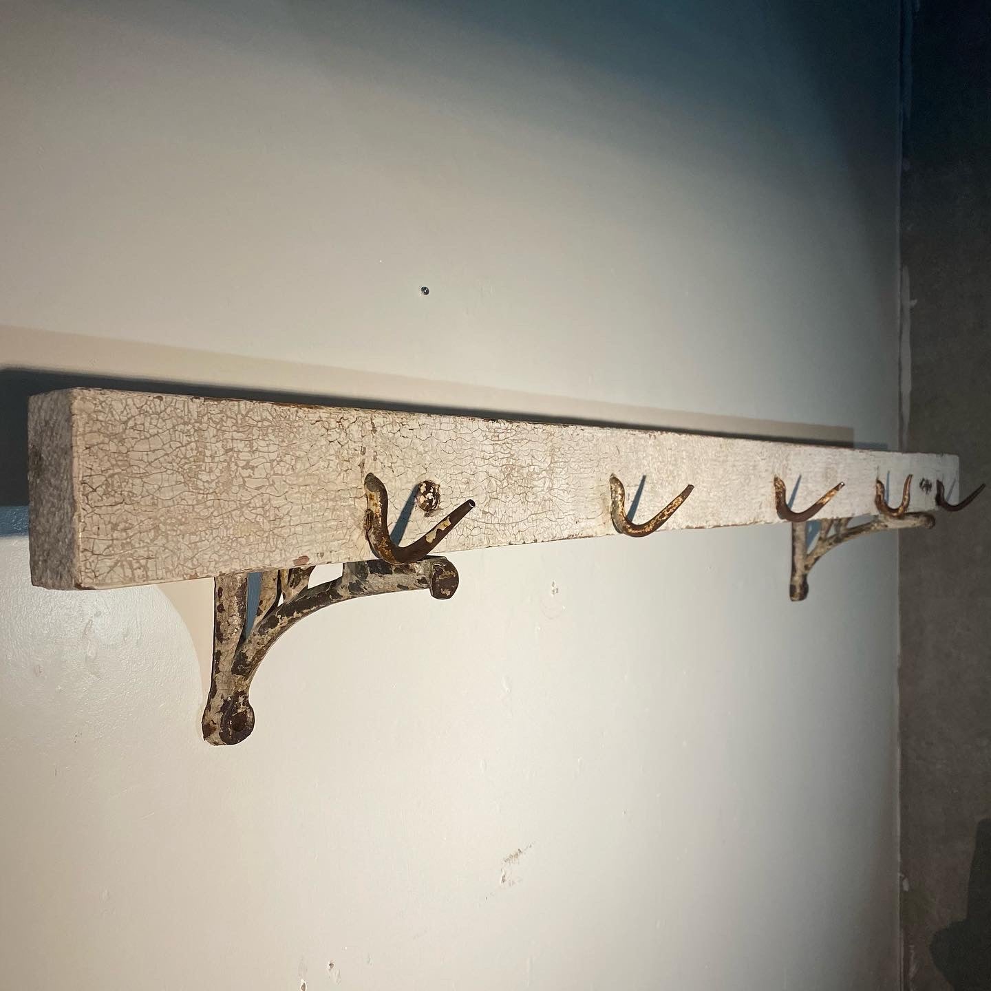 1920 Original Butcher Rack with Cast Iron Brackets