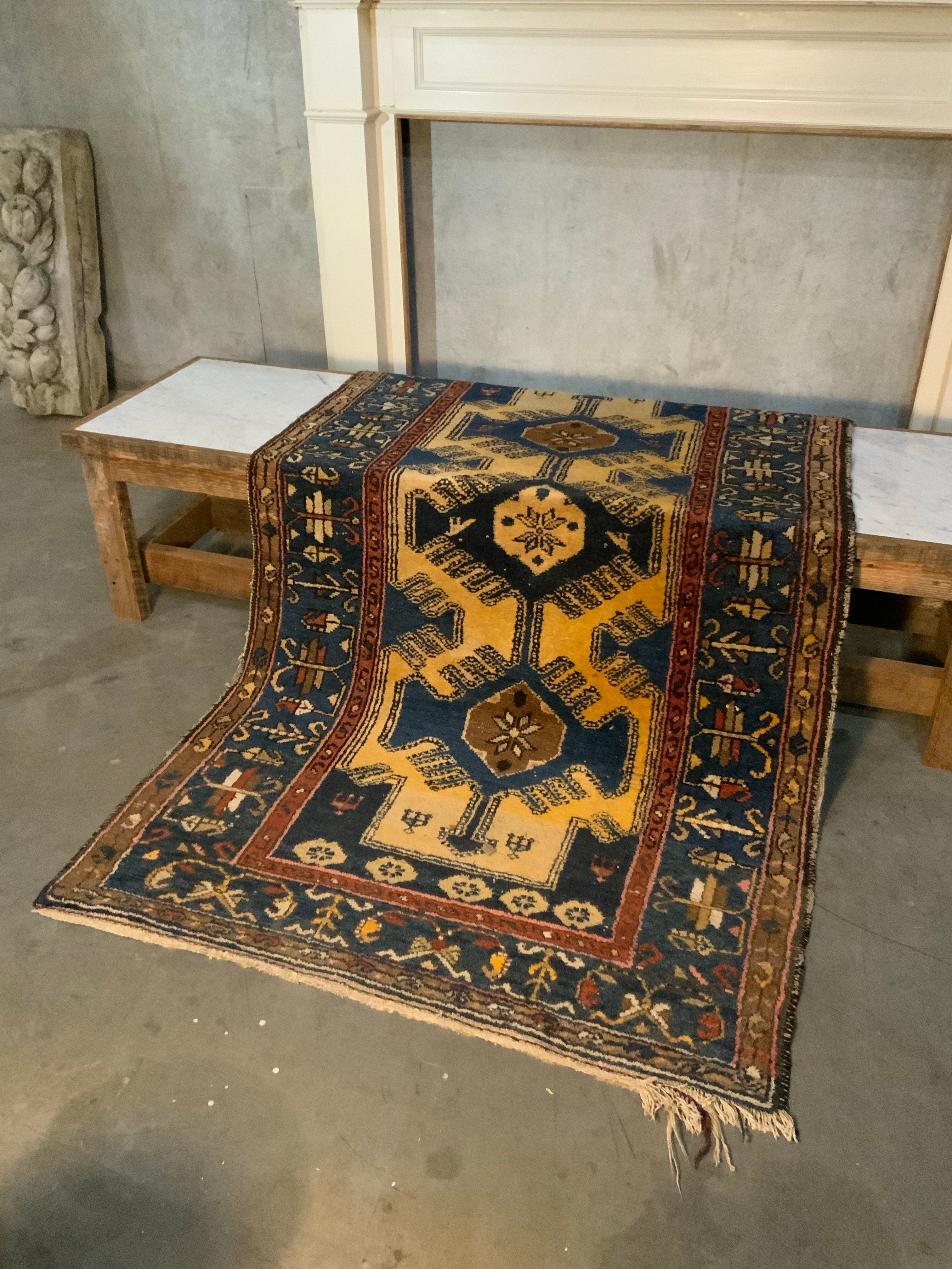 1950 TURKISH WOOL TRIBAL RUG | Scott Landon Antiques and Interiors.