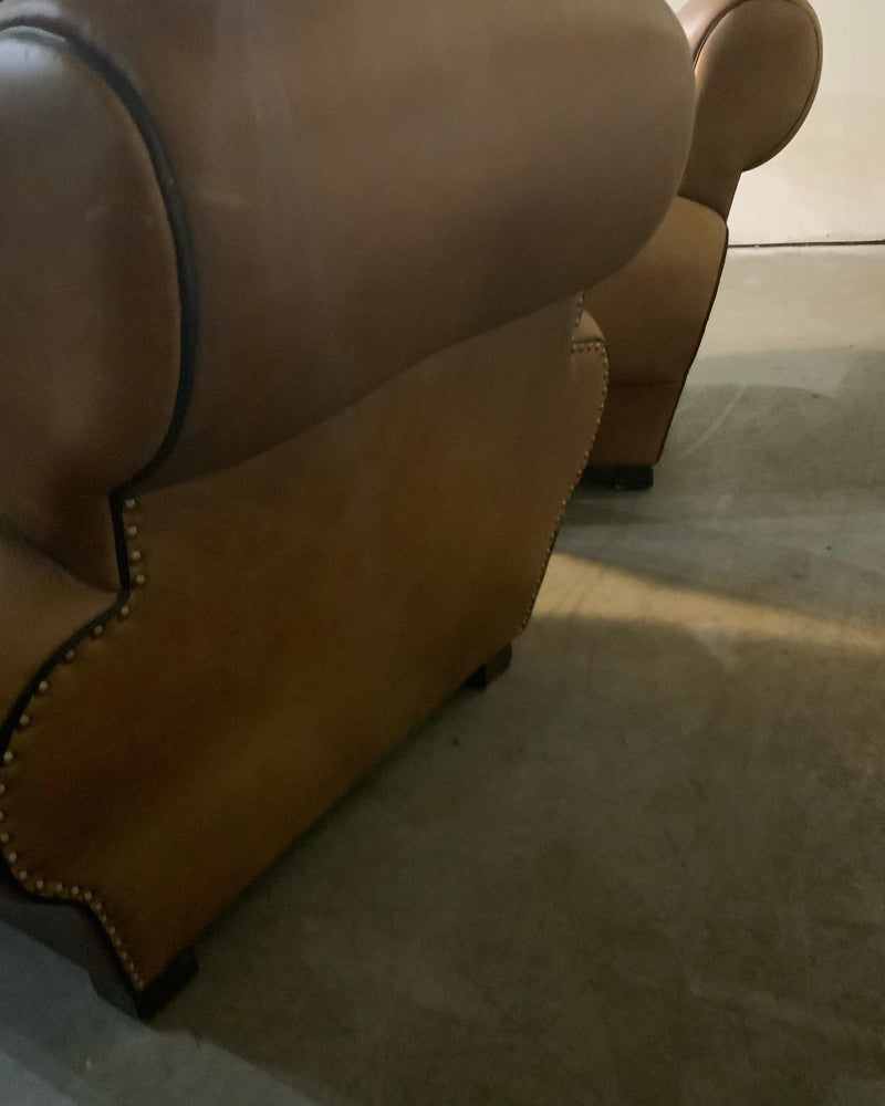 Pair of leather club chairs   1980-90 | Scott Landon Antiques and Interiors.