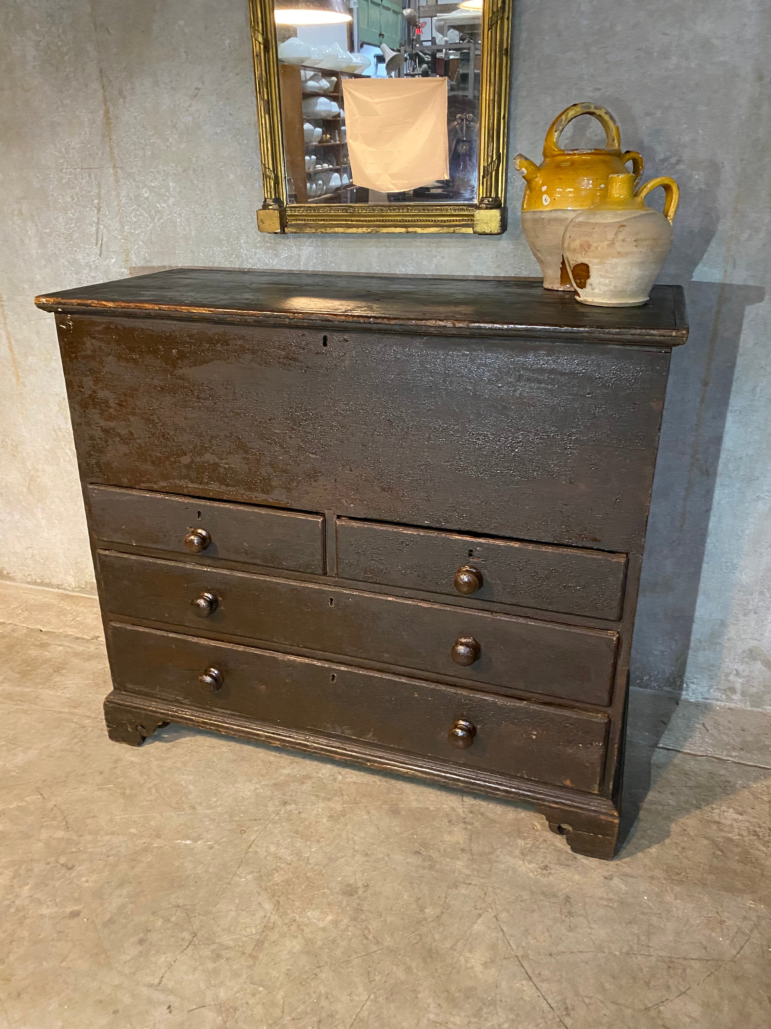 1830 Nova Scotia transitional chest in untouched original finish.